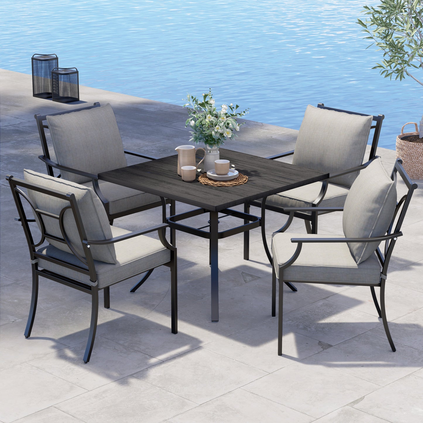 Outdoor Dining Set, Patio Dining Set Metal Patio Garden Set for Backyard,Patio