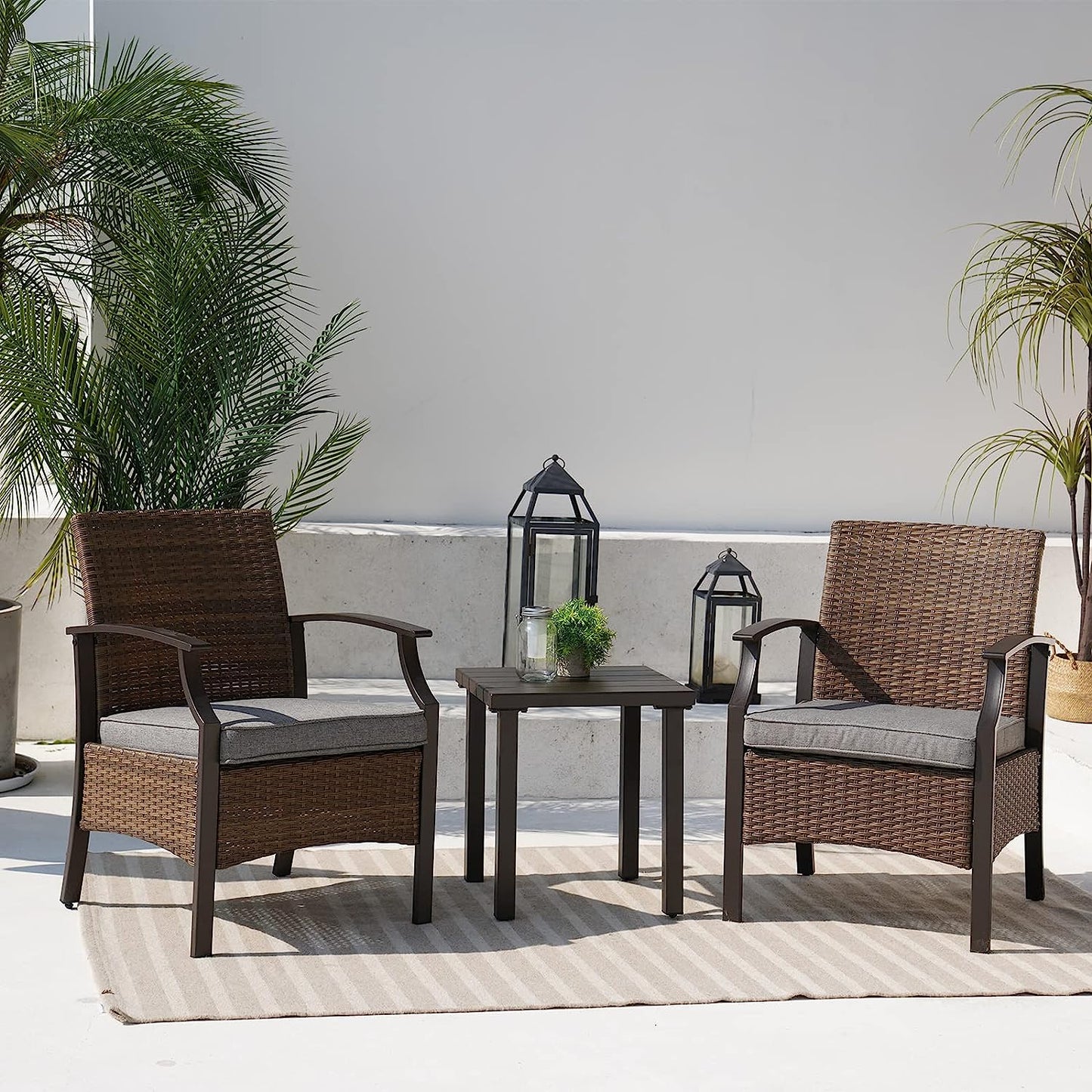 Outdoor Furniture Sets Weather Resistant Wicker Outdoor Patio Chairs with Ottomans and Coffee Tables for Balcony Backyard Garden Poolside