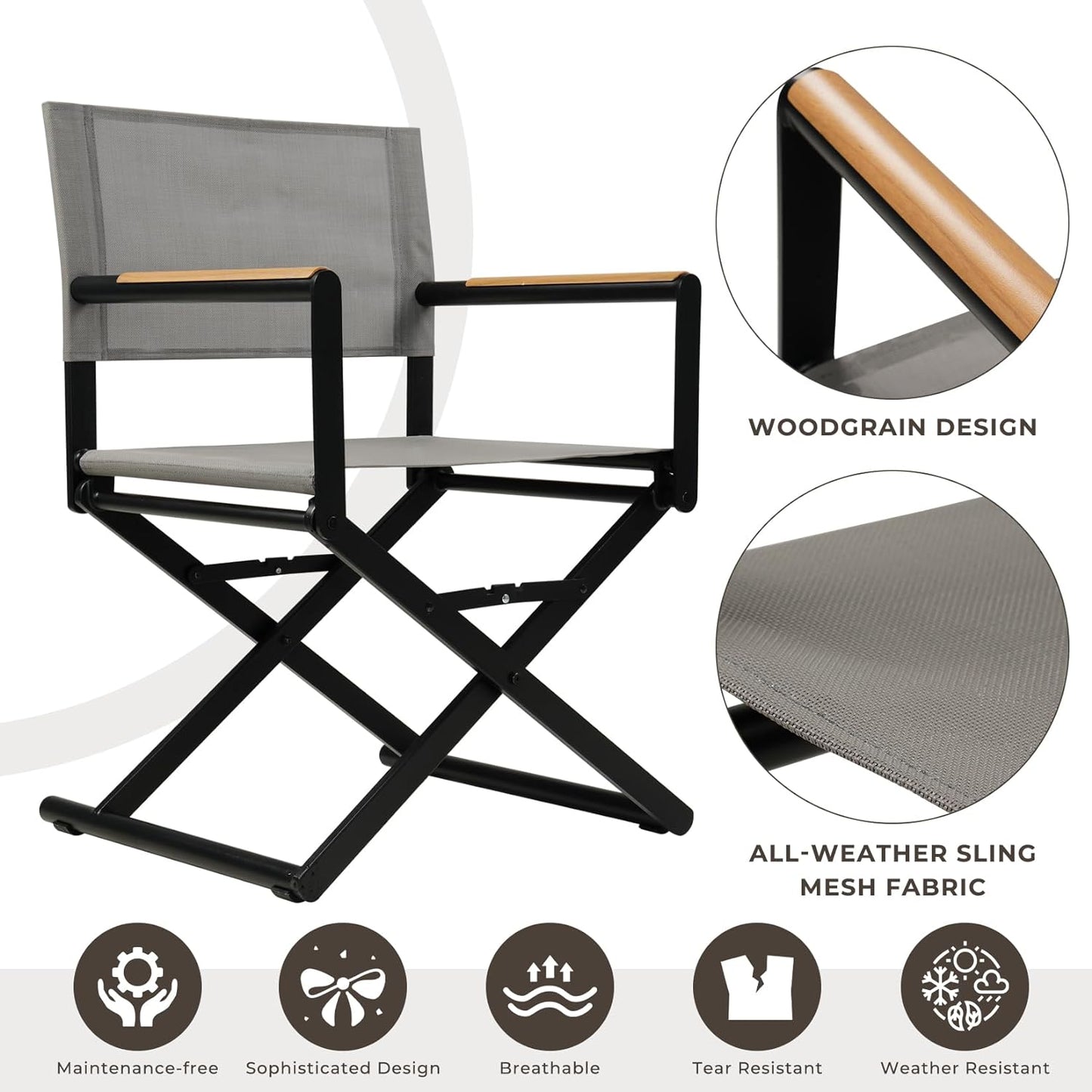 Dining Set, Extendable Table with Extra-Wide Foldable Chairs