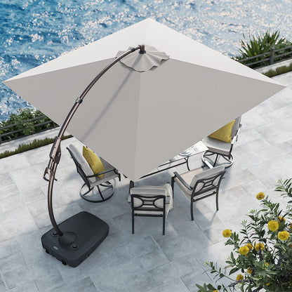 Sunbrella Cantilever Umbrella with Base, with Umbrella Cover, 10X10 FT Square Aluminum Patio Umbrella
