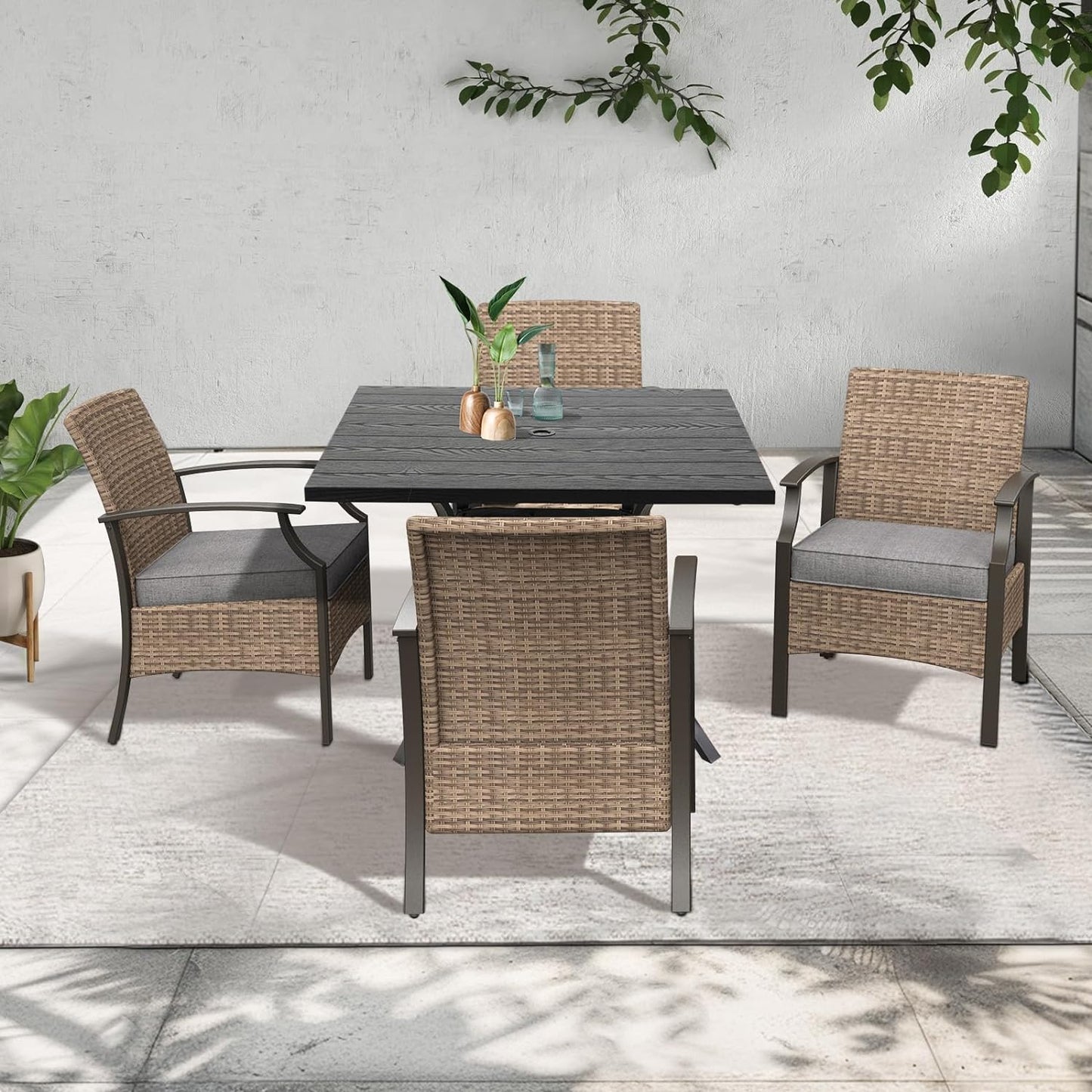 Outdoor Dinning Sets, Traditional Weather-Resistant Wicker Patio Furniture Sets