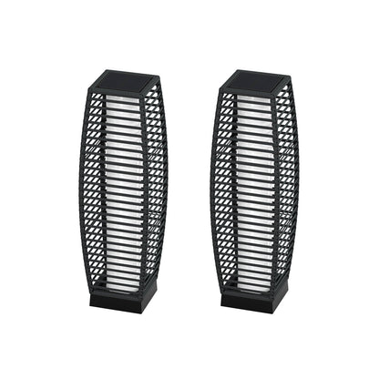 Outdoor Solar-Powered Crossover Woven Resin Wicker Floor Lamp