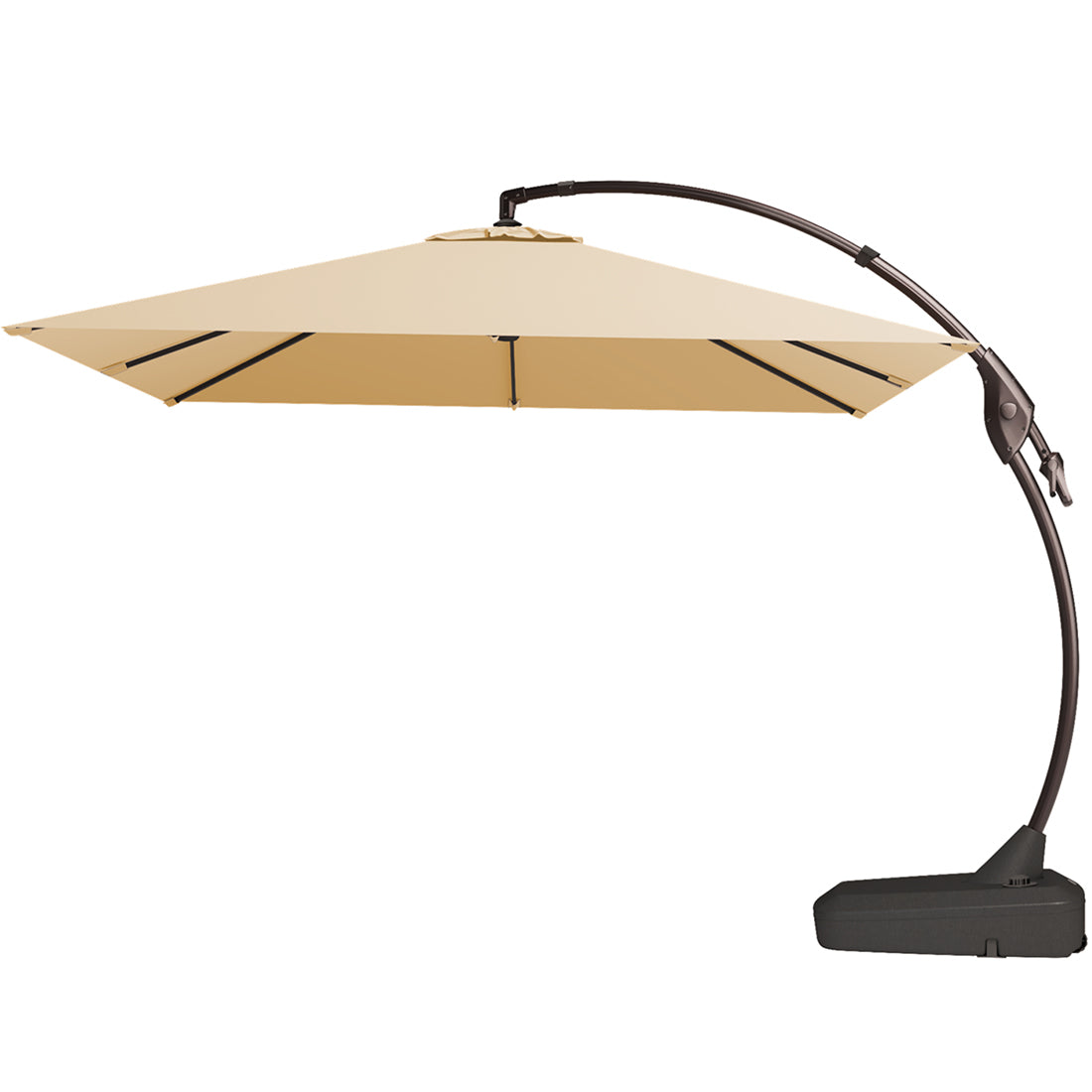 10x10 FT Square Patio Cantilever Umbrella, Deluxe Curvy Offset Umbrella with Base(No Umbrella Cover)