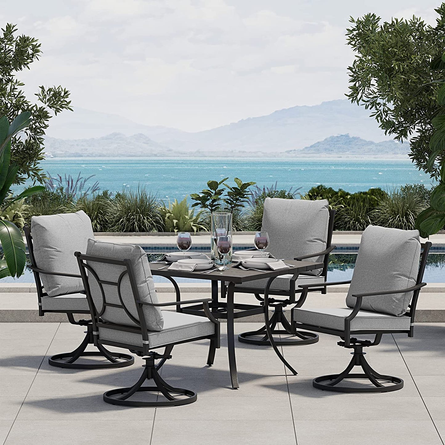 GRAND PATIO Swivel Dining Chairs Outdoor Dining Set Patio Dining Furniture Set
