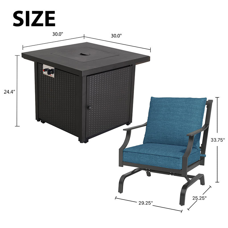 NEWPORT Outdoor Furniture Set with 1 Propane Fire Pit Table and 4 Chairs