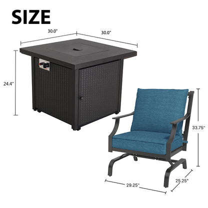NEWPORT Outdoor Furniture Set with 1 Propane Fire Pit Table and 4 Chairs