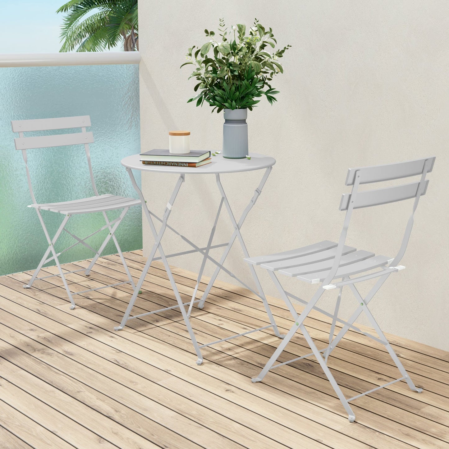 GRAND PATIO Outdoor Premium Steel 3-Piece Foldable Patio Sets