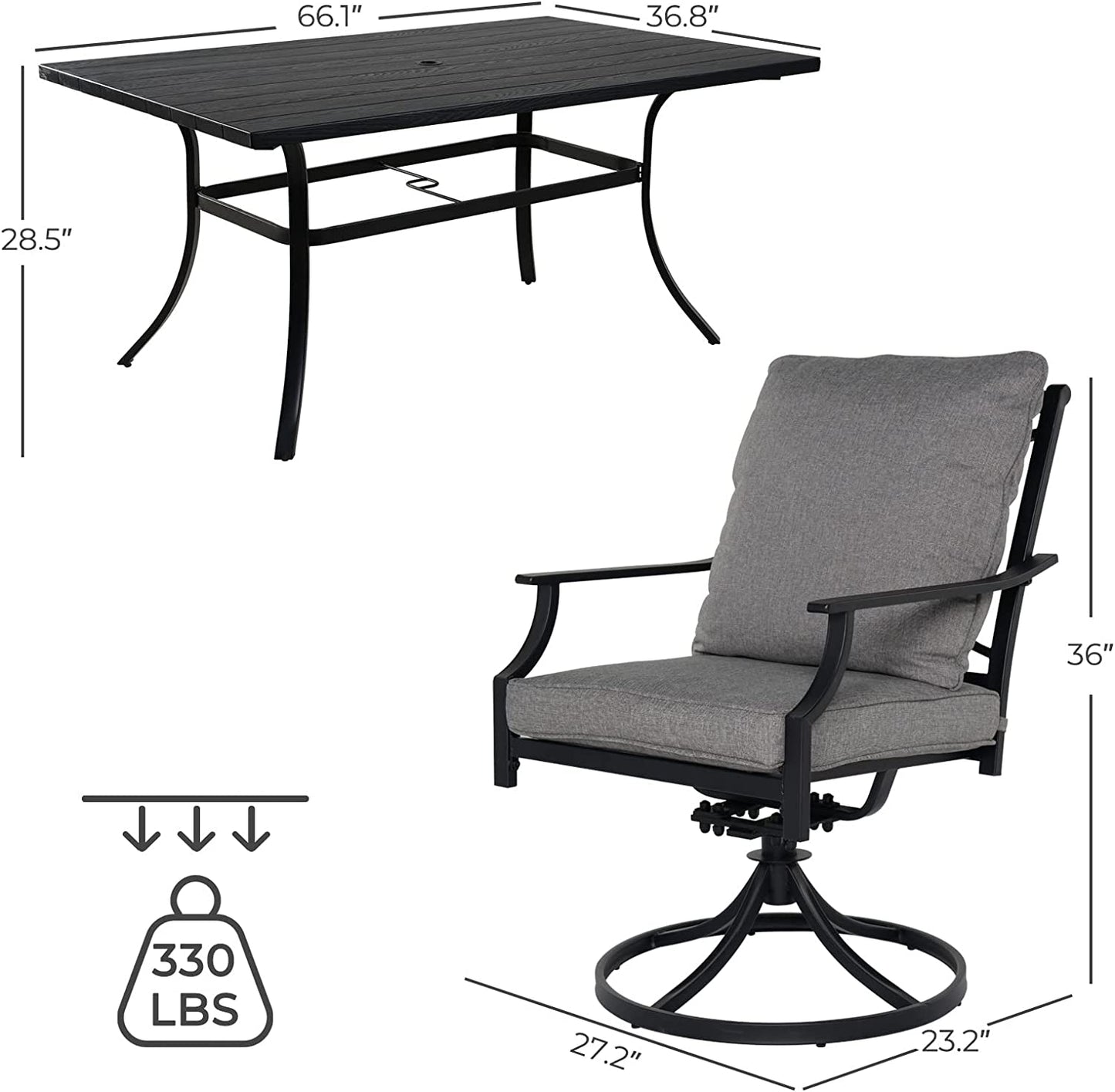 GRAND PATIO Swivel Dining Chairs Outdoor Dining Set Patio Dining Furniture Set
