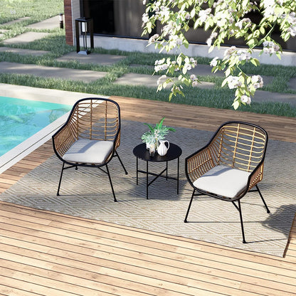 Outdoor Wicker Patio Conversation Set Boho Seating Chat Set