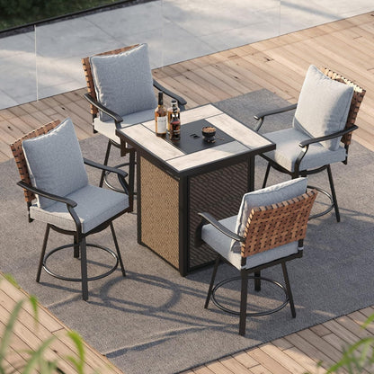 Grand patio Patio High Swivel Bar Set with Fire Pit Table