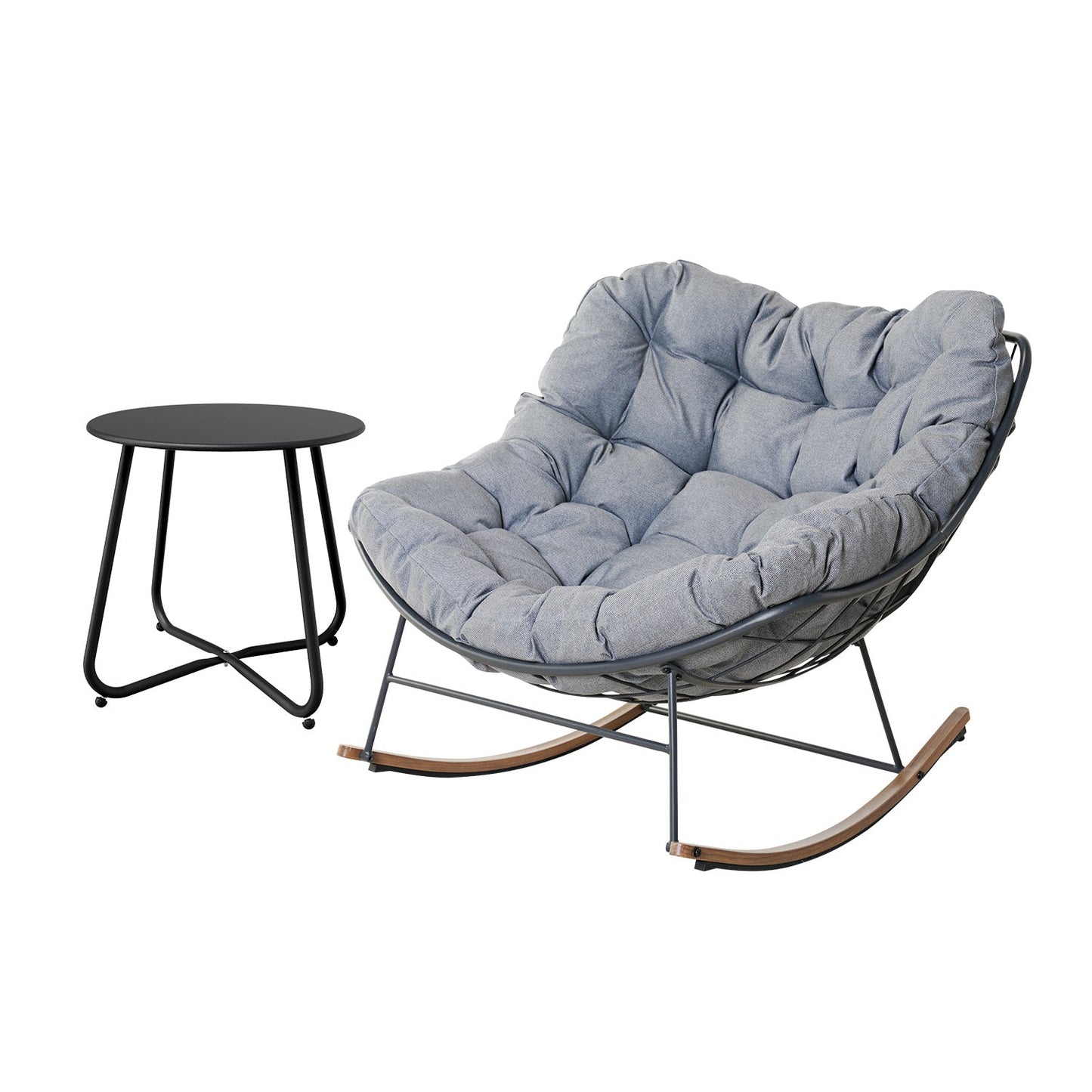 GRAND PATIO Outdoor Royal Rocking Chair, E-Coated Papasan Chair With Cushion for Porch, Garden