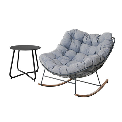 GRAND PATIO Outdoor Royal Rocking Chair, E-Coated Papasan Chair With Cushion for Porch, Garden
