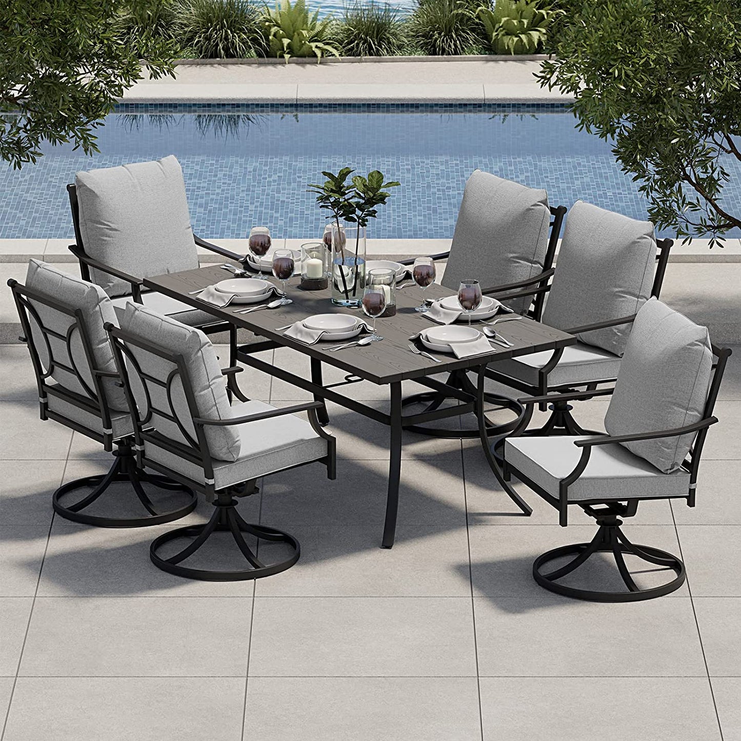 GRAND PATIO Swivel Dining Chairs Outdoor Dining Set Patio Dining Furniture Set