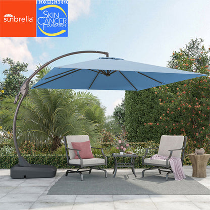 Sunbrella Cantilever Umbrella with Base, with Umbrella Cover, 10X10 FT Square Aluminum Patio Umbrella