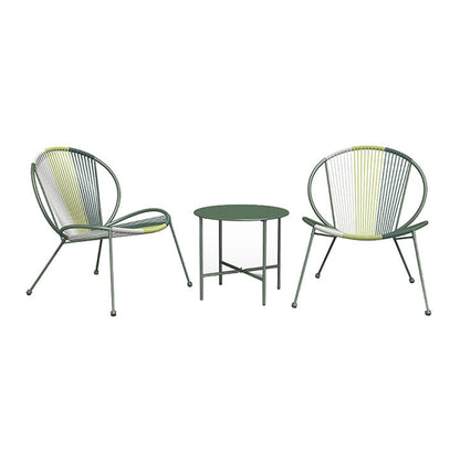 3 Piece Acapulco Steel Woven Rope Bistro Set  with Coffee Table