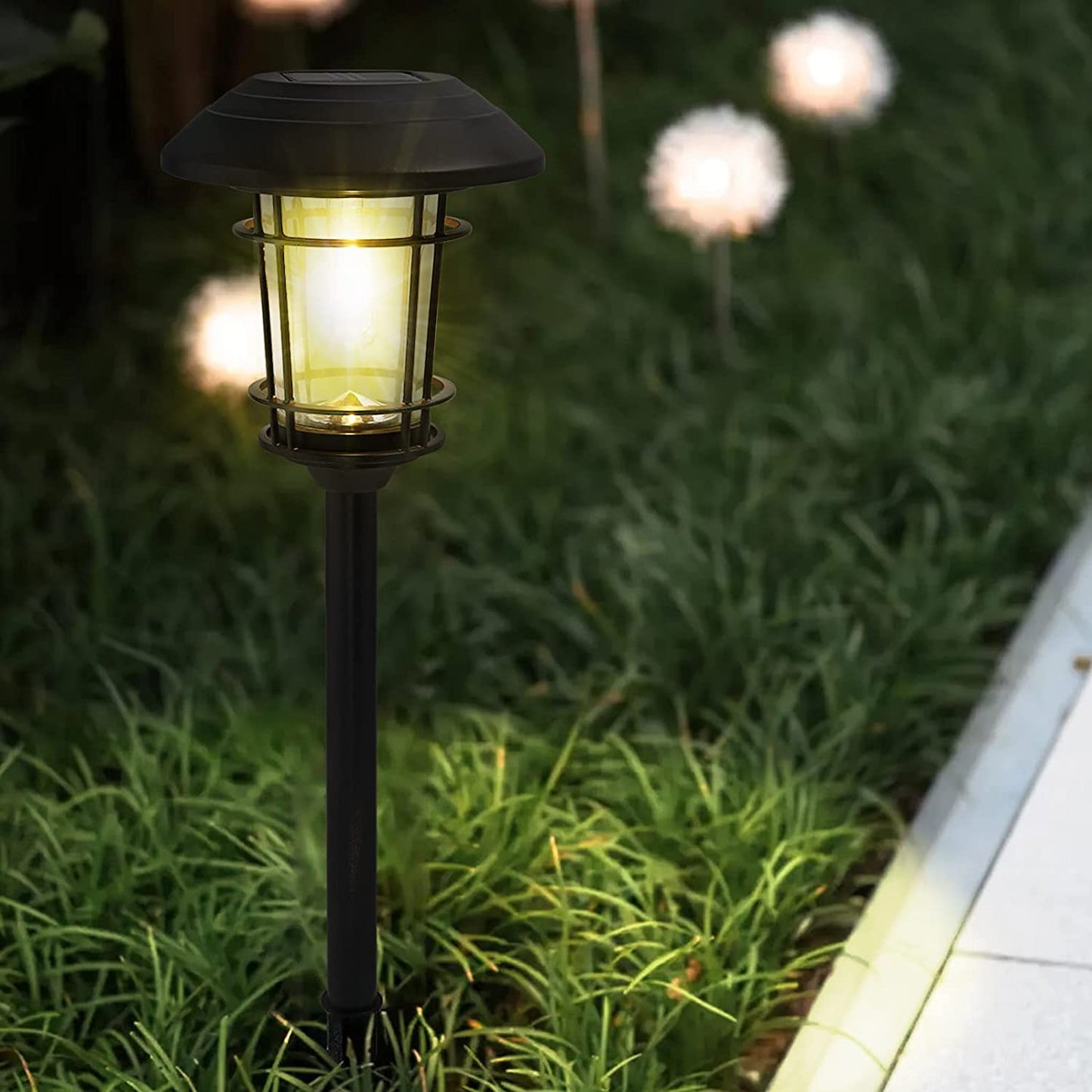 Outdoor Glass Solar Pathway Lights - Aluminum & Steel Frame