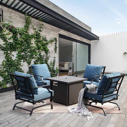 NEWPORT Outdoor Furniture Set with 1 Propane Fire Pit Table and 4 Chairs