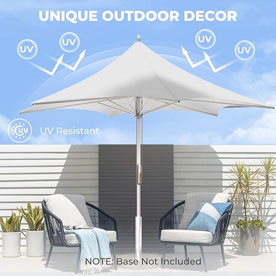 11 FT Sunshade Umbrella with Pulley Lift for Poolside Backyard Beach