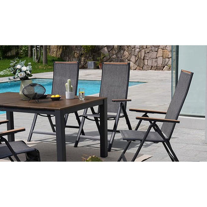Aluminium Adjustable 6-Position High Backrest Folding Chair, No Assembly