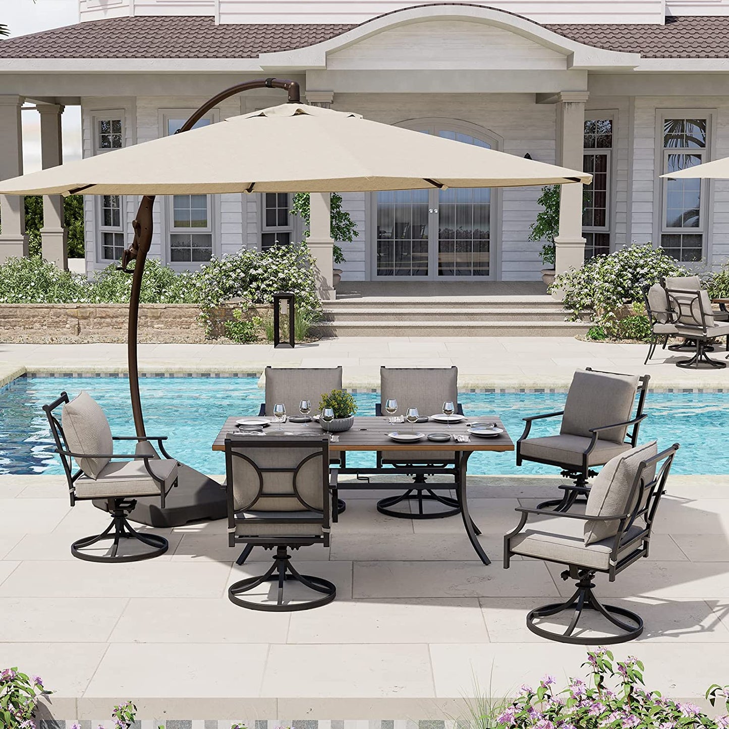 GRAND PATIO Swivel Dining Chairs Outdoor Dining Set Patio Dining Furniture Set