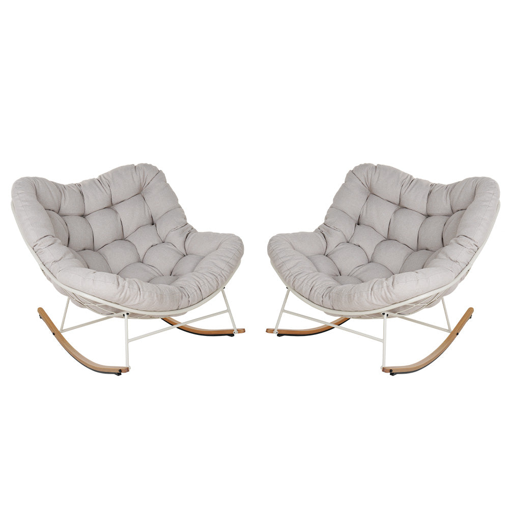 GRAND PATIO Outdoor Royal Rocking Chair, E-Coated Papasan Chair With Cushion for Porch, Garden
