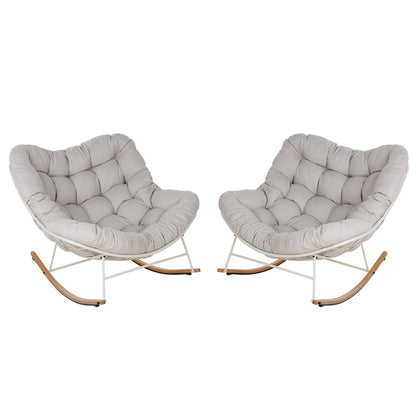 GRAND PATIO Outdoor Royal Rocking Chair, E-Coated Papasan Chair With Cushion for Porch, Garden