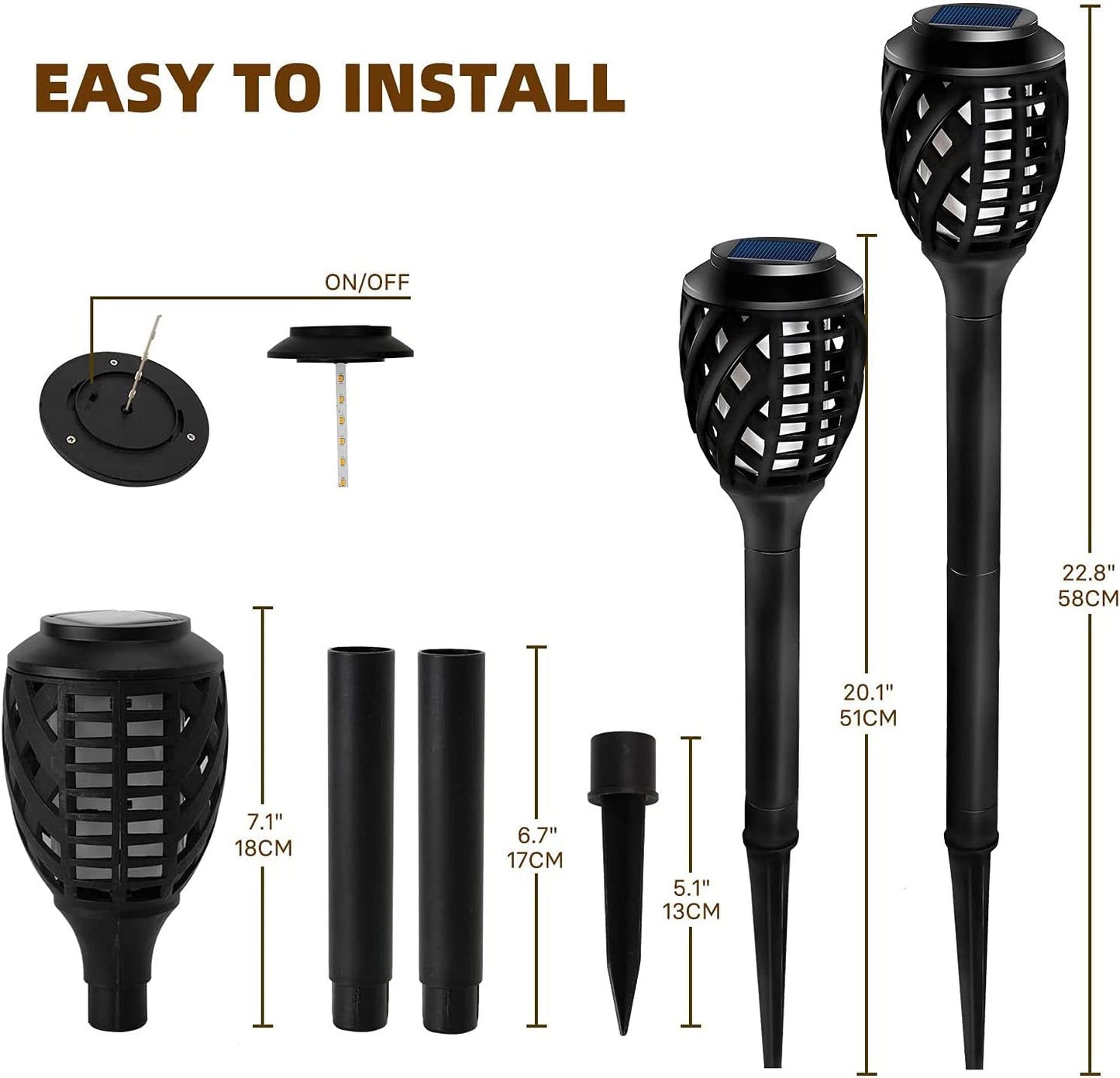 Outdoor Solar Lights, Water-Resistant Flickering Flames Torch Light, Landscape Decoration Lighting