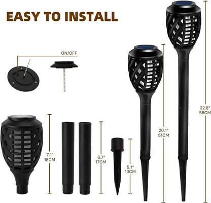 Outdoor Solar Lights, Water-Resistant Flickering Flames Torch Light, Landscape Decoration Lighting