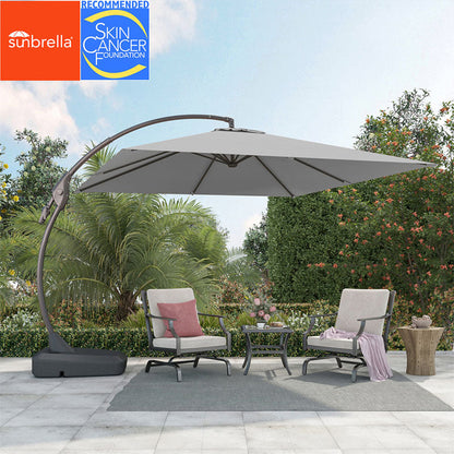 Sunbrella Cantilever Umbrella with Base, with Umbrella Cover, 10X10 FT Square Aluminum Patio Umbrella