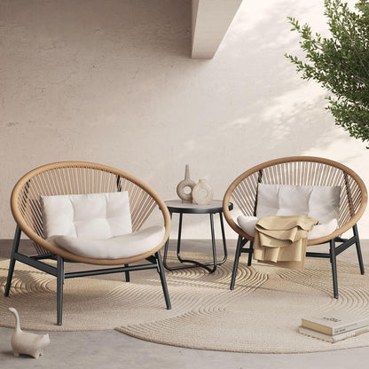 Outdoor Furniture Set,Wicker Seating Set Oversized Chairs