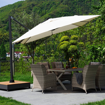 10x13 FT Acrylic Outdoor Cantilever Aluminum Umbrella with Large Base, with Cover, 5-Year-Non-Fading