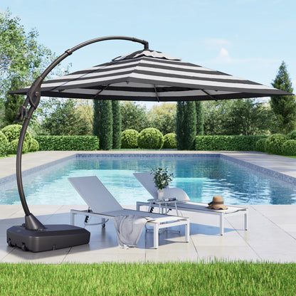 10x10 FT Square Patio Cantilever Umbrella, Deluxe Curvy Offset Umbrella with Base(No Umbrella Cover)