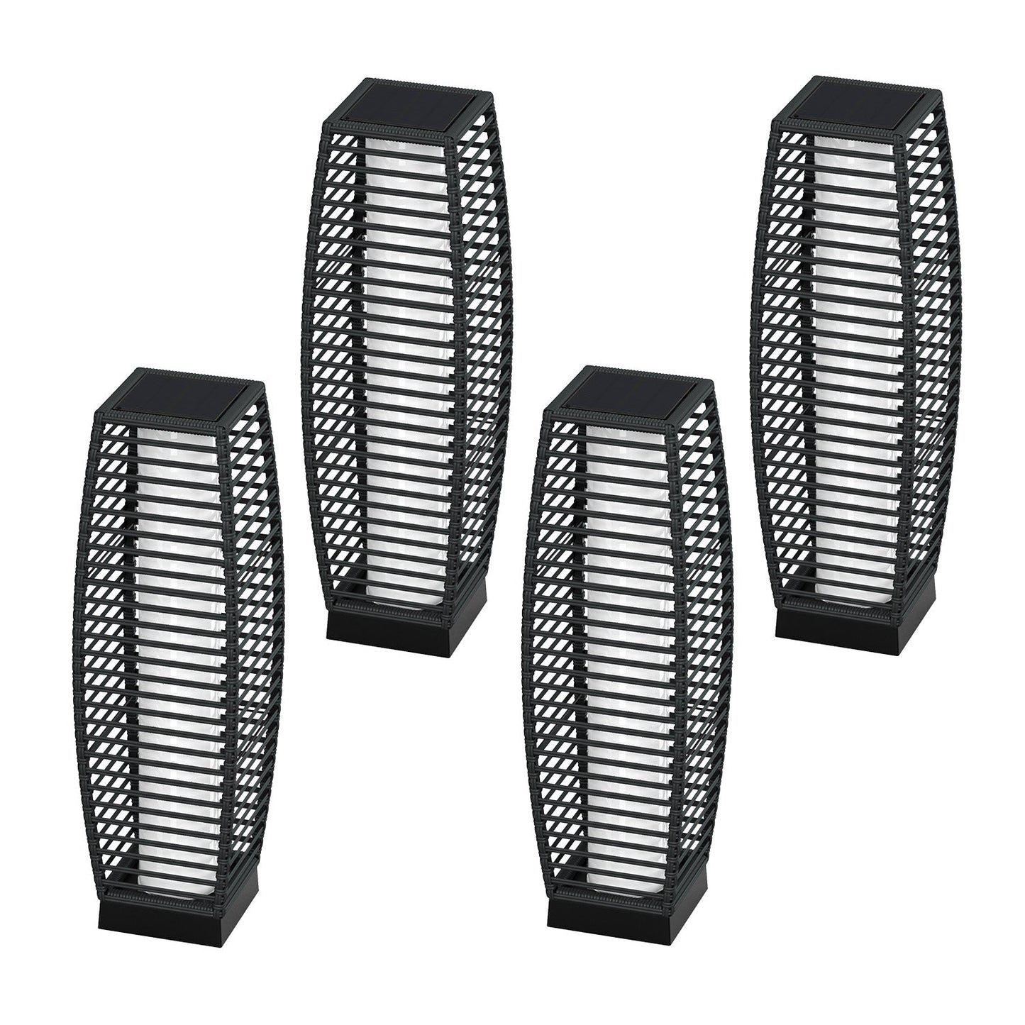 Outdoor Solar-Powered Crossover Woven Resin Wicker Floor Lamp