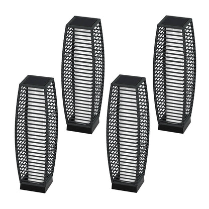 Outdoor Solar-Powered Crossover Woven Resin Wicker Floor Lamp