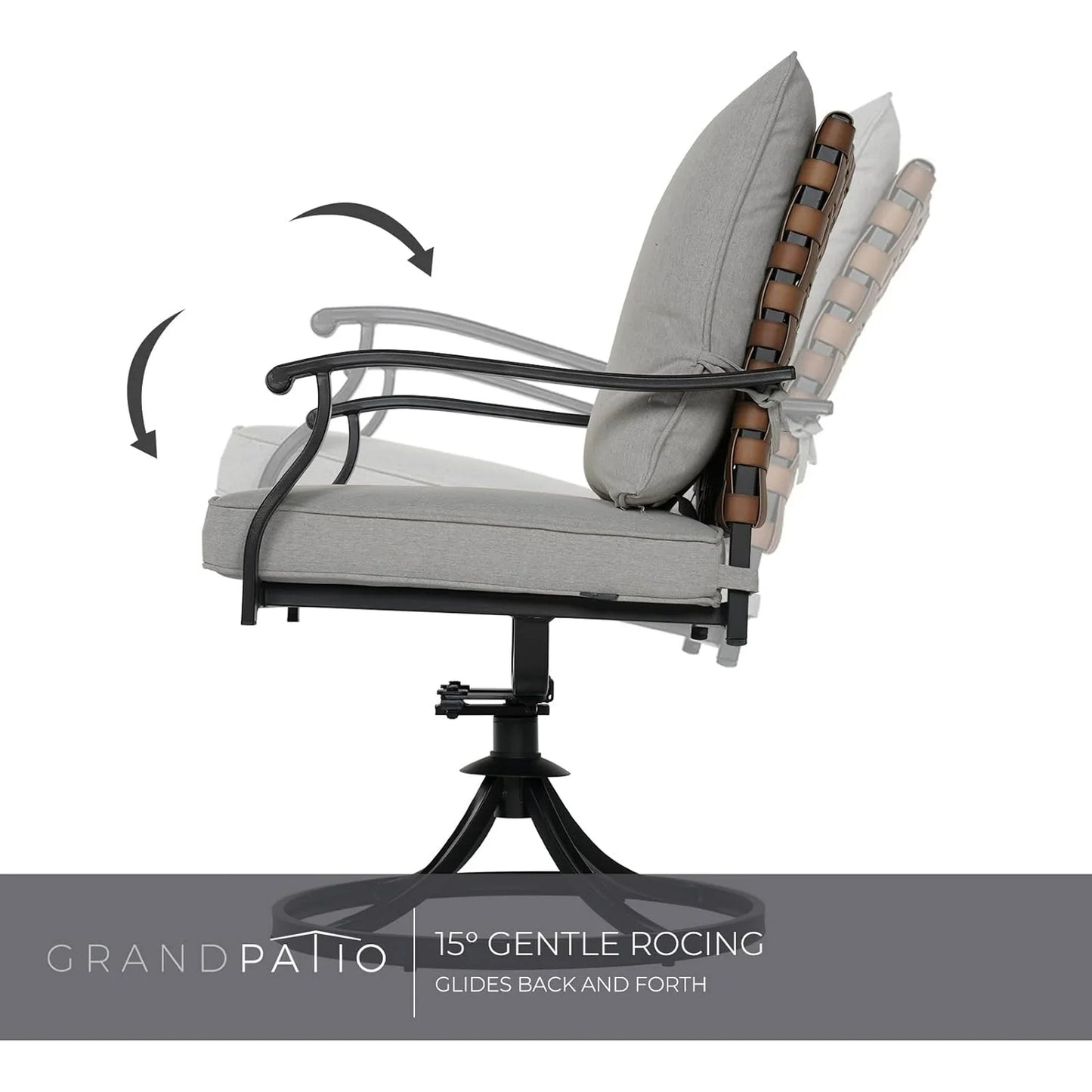 2-Piece Outdoor Dining Chair Set, 2 Steel Leather-Look Wicker 360-Degree Swivel Patio Chair
