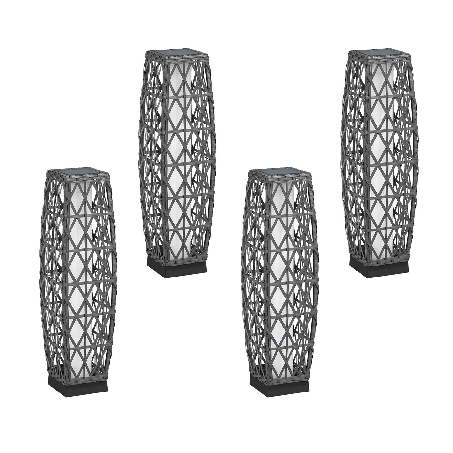 Cindy Solar Lamp, Solar-Powered Woven Resin Wicker Floor Lamp