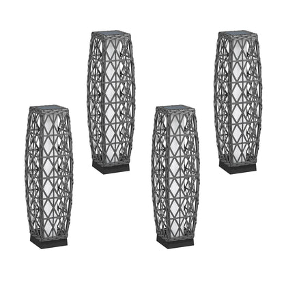 Cindy Solar Lamp, Solar-Powered Woven Resin Wicker Floor Lamp