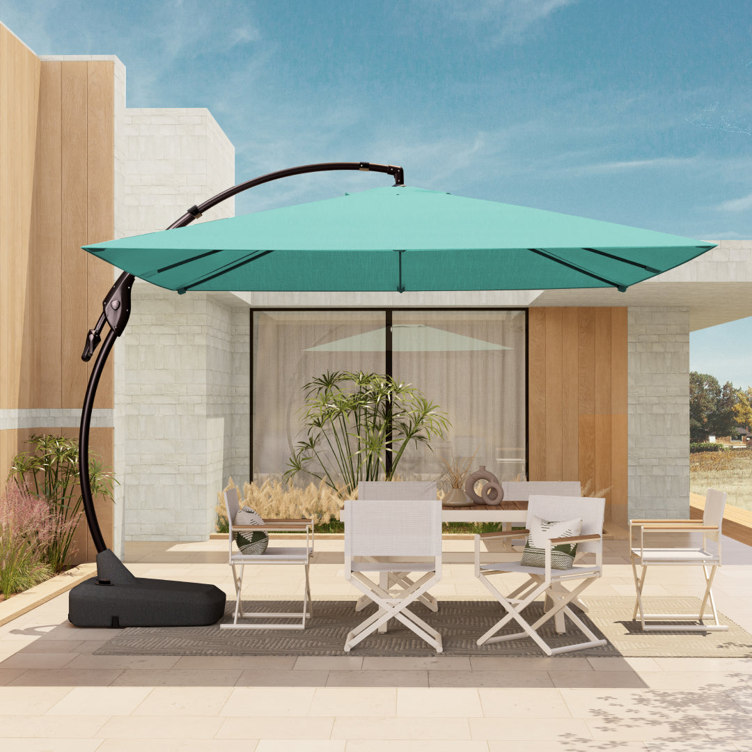 Sunbrella Cantilever Umbrella with Base, with Umbrella Cover, 10X10 FT Square Aluminum Patio Umbrella