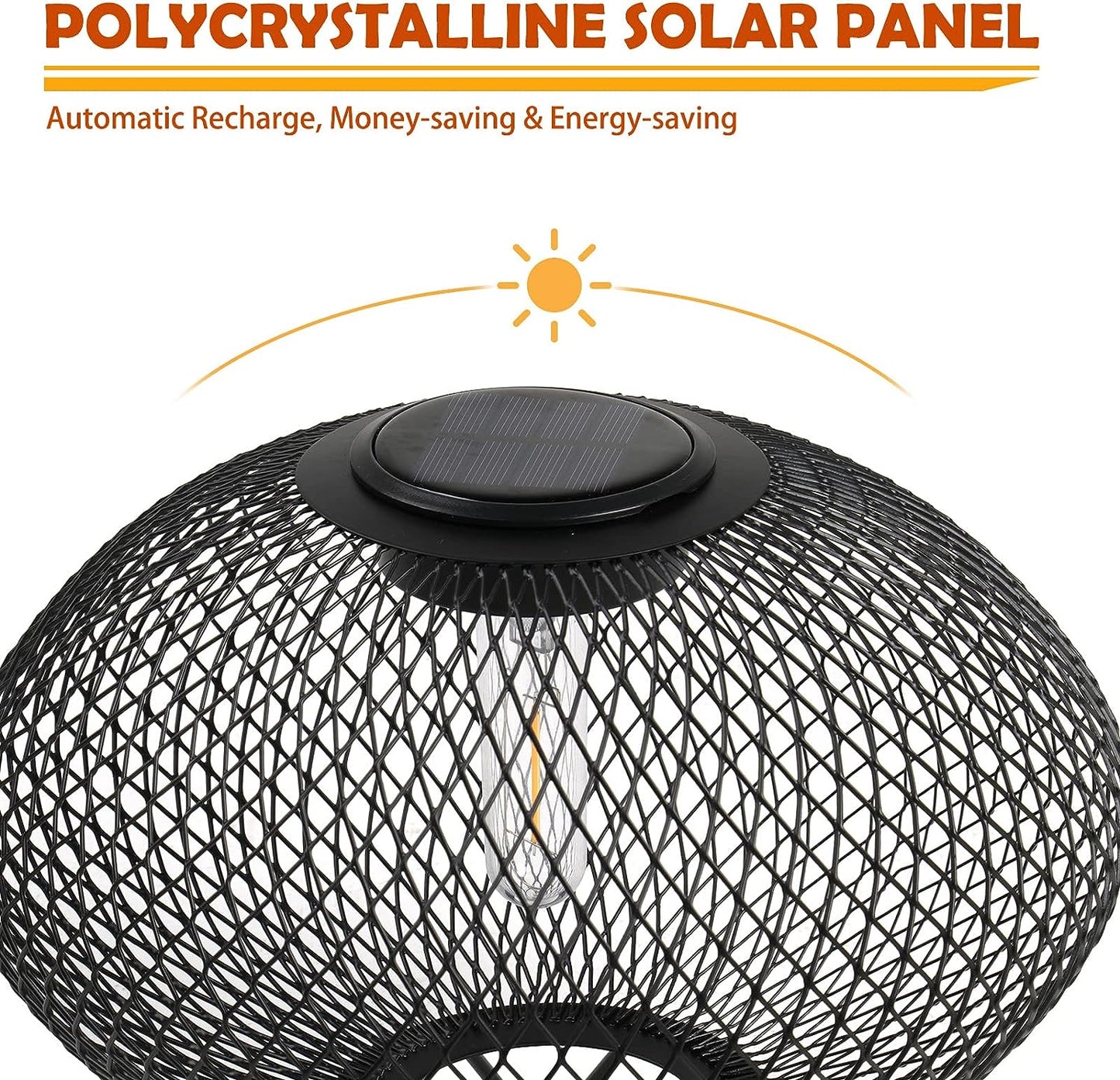 Shadow Solar Powered 8"H Table Lamp 2-Pack Metal Wire Shade, LED Modern Outdoor Lantern