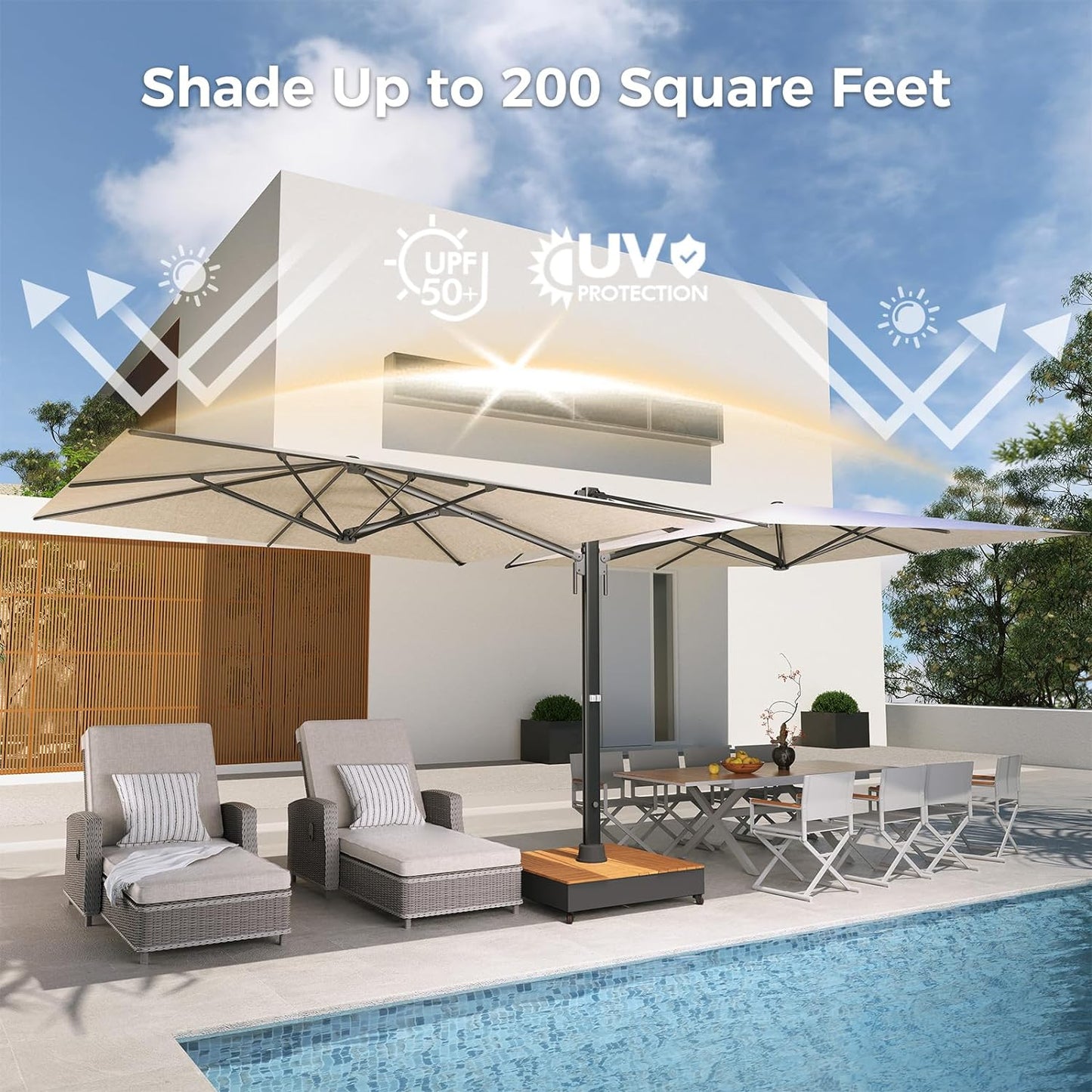 Large Double-Sided Patio Umbrella with Base 10x10 FT with Umbrella Cover