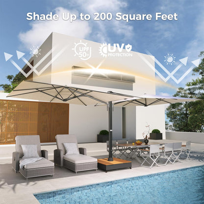 Large Double-Sided Patio Umbrella with Base 10x10 FT with Umbrella Cover