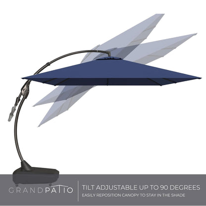 Large Rectangular Patio Umbrella with Base, with Umbrella Cover, Cantilever Umbrellas Easy Tilt
