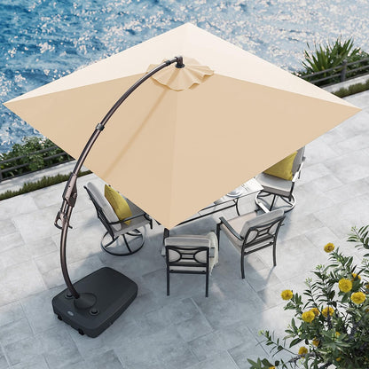 Sunbrella Cantilever Umbrella with Base, with Umbrella Cover, 10X10 FT Square Aluminum Patio Umbrella