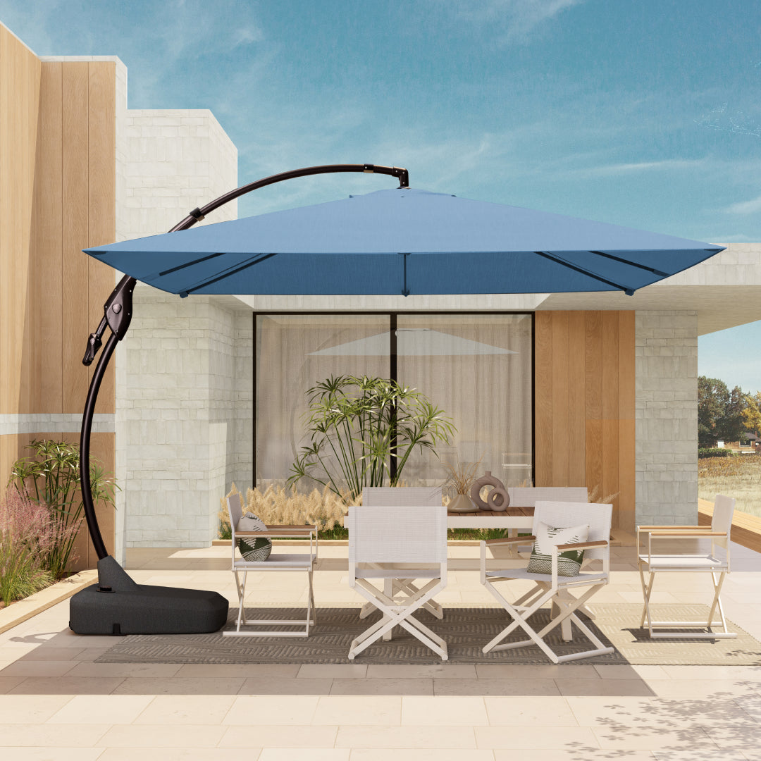 Sunbrella Cantilever Umbrella with Base, with Umbrella Cover, 10X10 FT Square Aluminum Patio Umbrella