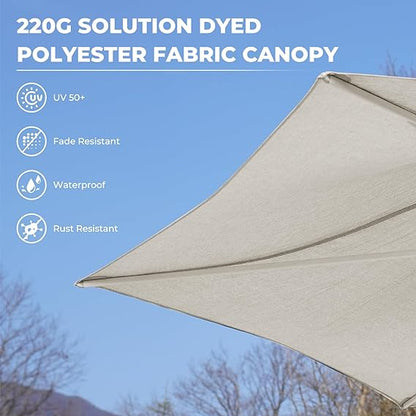 11 FT Sunshade Umbrella with Pulley Lift for Poolside Backyard Beach