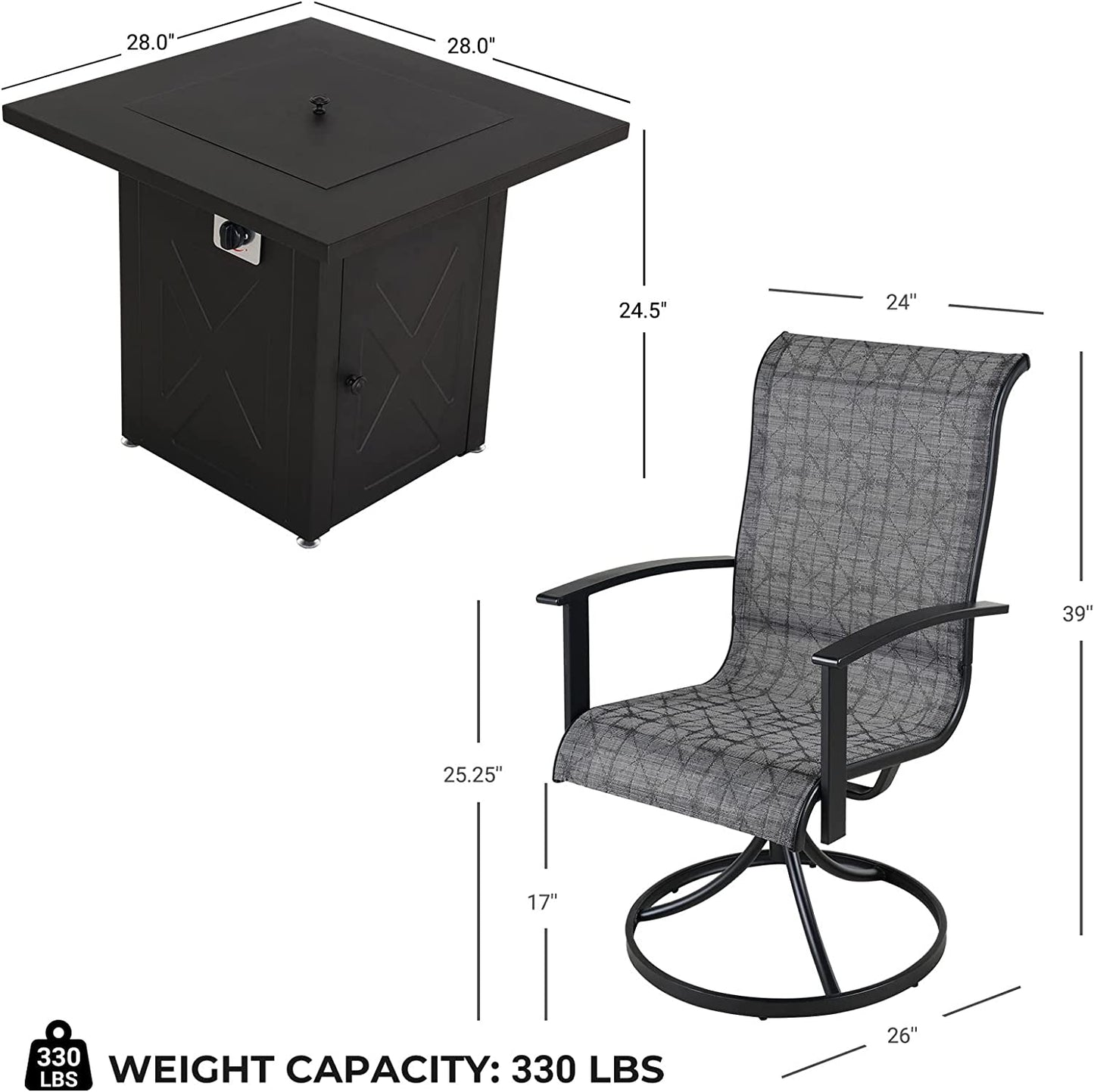GRAND PATIO Outdoor Swivel Rocking Patio Dining Chairs Set