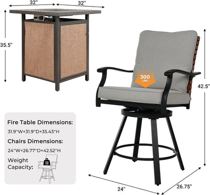 Grand patio Patio High Swivel Bar Set with Fire Pit Table