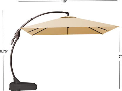 Sunbrella Cantilever Umbrella with Base, with Umbrella Cover, 10X10 FT Square Aluminum Patio Umbrella