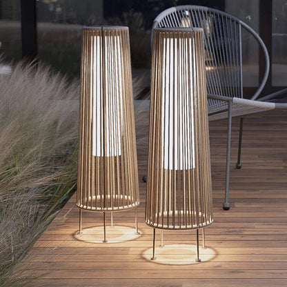 2PCS GORDES Solar-powered Woven Wicker Floor Lamp