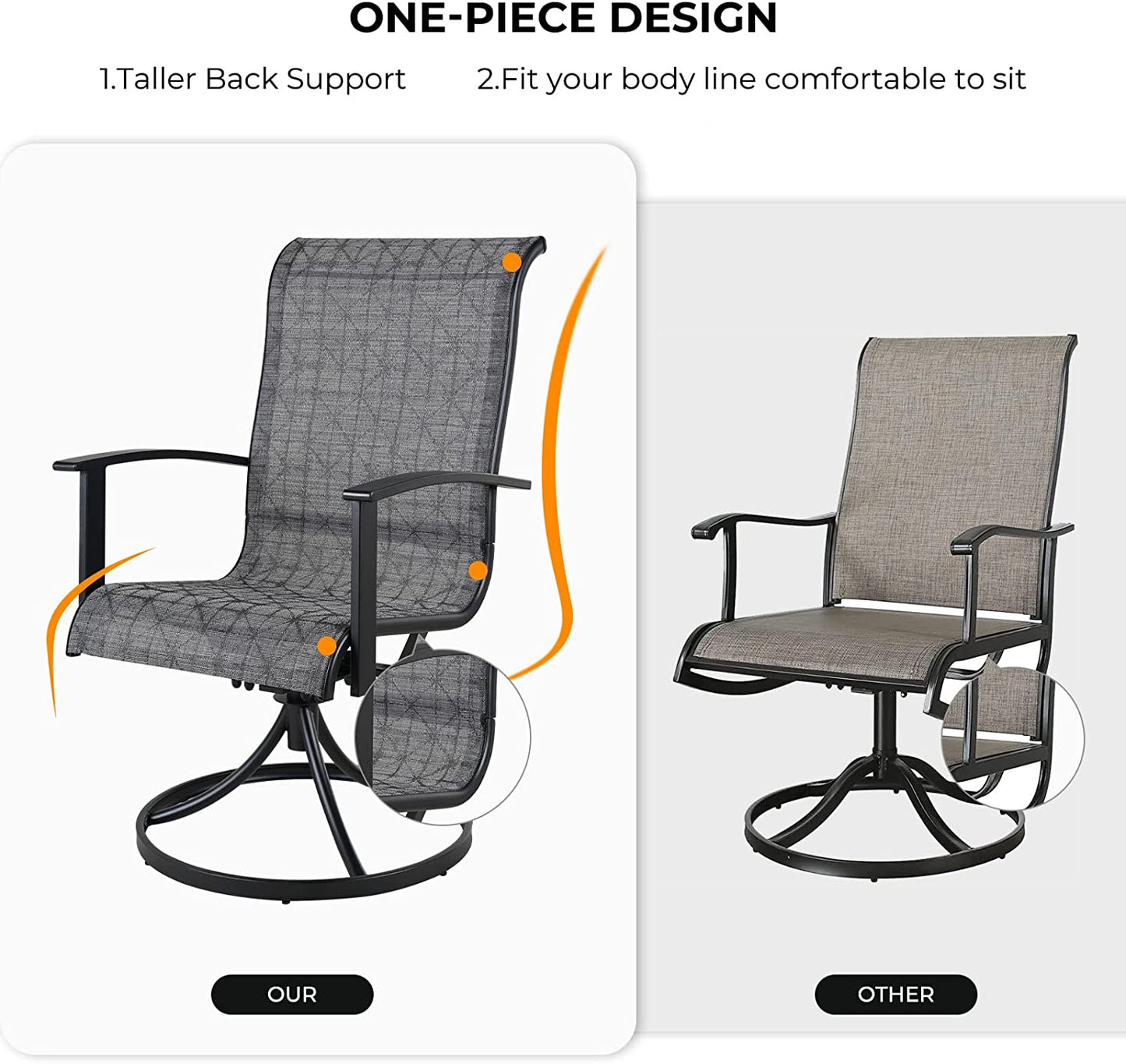 GRAND PATIO Outdoor Swivel Rocking Patio Dining Chairs Set